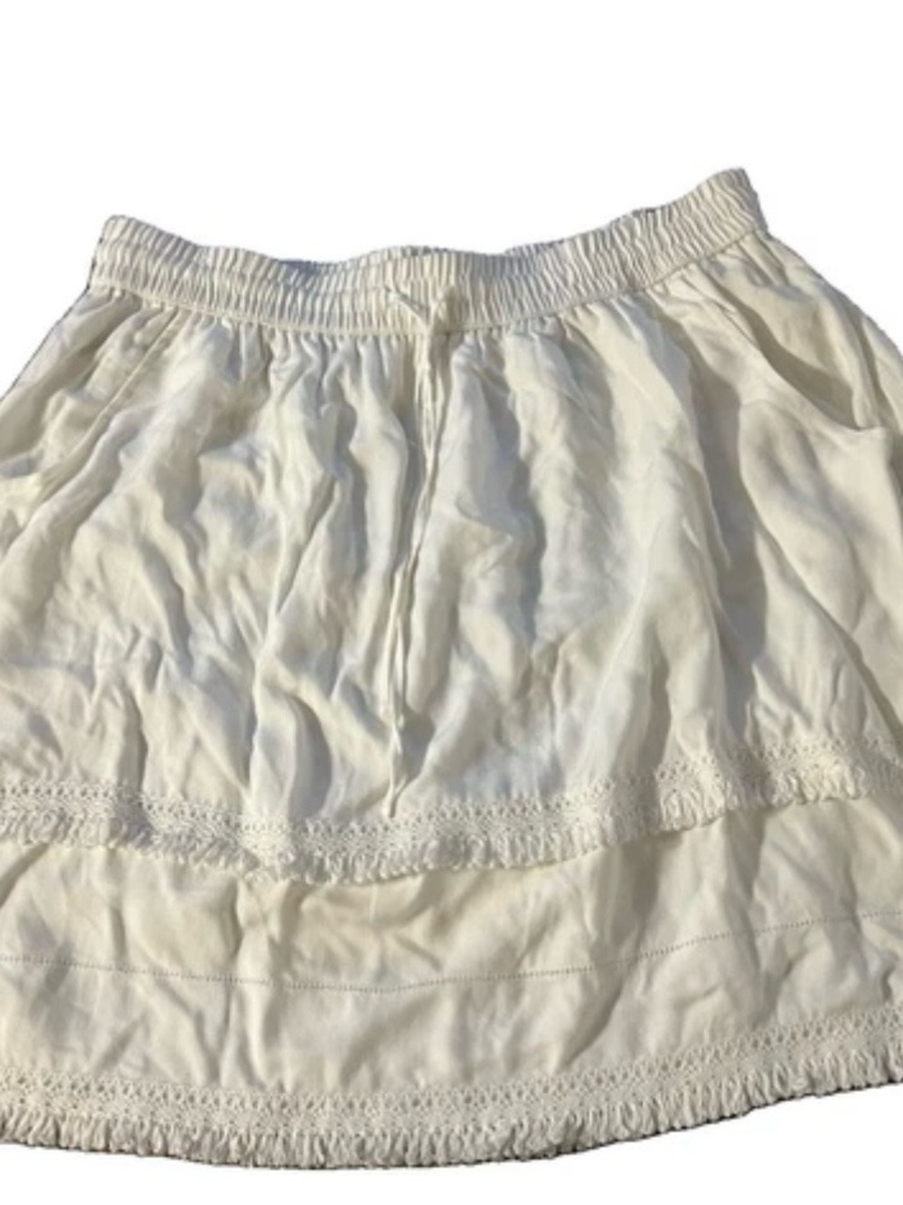 LC Lauren Conrad Cream White Tiered Skirt Size L Full Elastic Waist